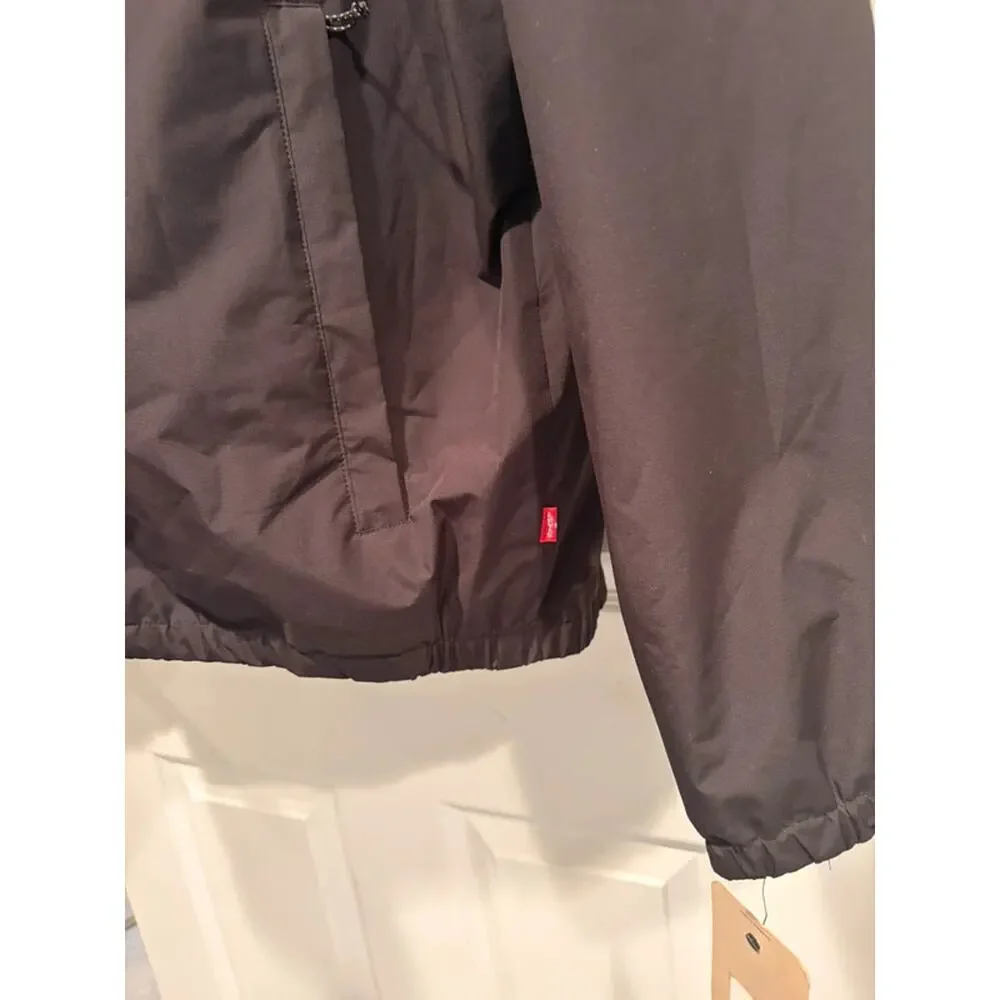 Levi's LM56BN015 Black Hooded Windbreaker Jacket Men XL Y2K Street Rain $160 NWT